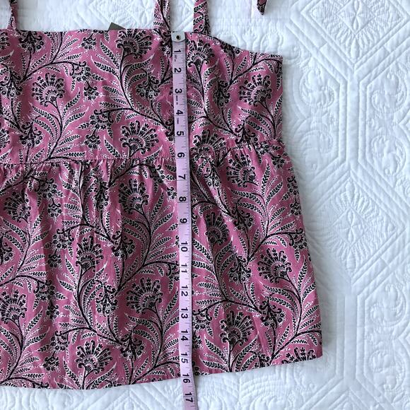 J.Crew Collection Shoulder Tie Empire Blouse Ratti Coral Vines Print Pink XL NWT - Picture 7 of 11